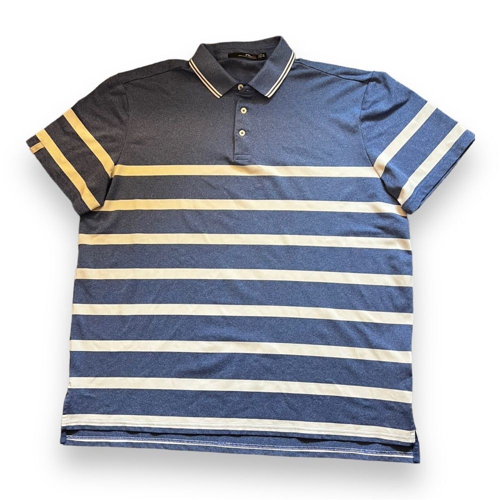 RLX Ralph Lauren Moisture Wicking Polo Blue/White Lightweight Sz XL Golf Casual